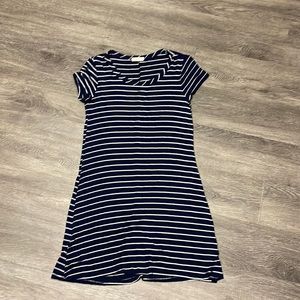 Navy and white striped dress